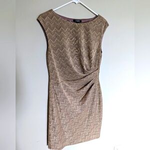 Gold shimmer sparkle chaps dress size 10 knee length